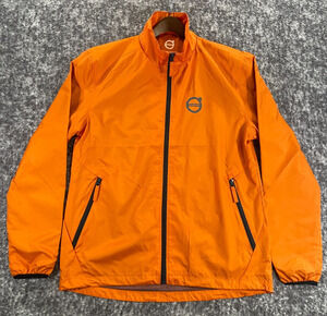 Volvo Windbreaker Jacket Mens Orange Iron Mark Logo Full Zip Recycled Medium